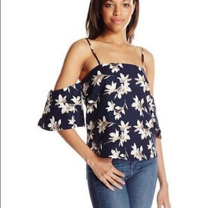 J.O.A. Navy Floral Cold Shoulder Top
